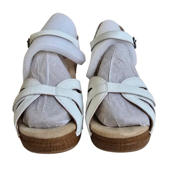 White Sandals Dansko Season Size 9.5-10 EU 40 Leather Platform Clog Ankle Strap - Picture 3 of 14